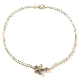 12 Inch Anklet Starfish Charm Ankle Bracelet Bright Silver Plated Chain Gift Boxed XL Plus Size