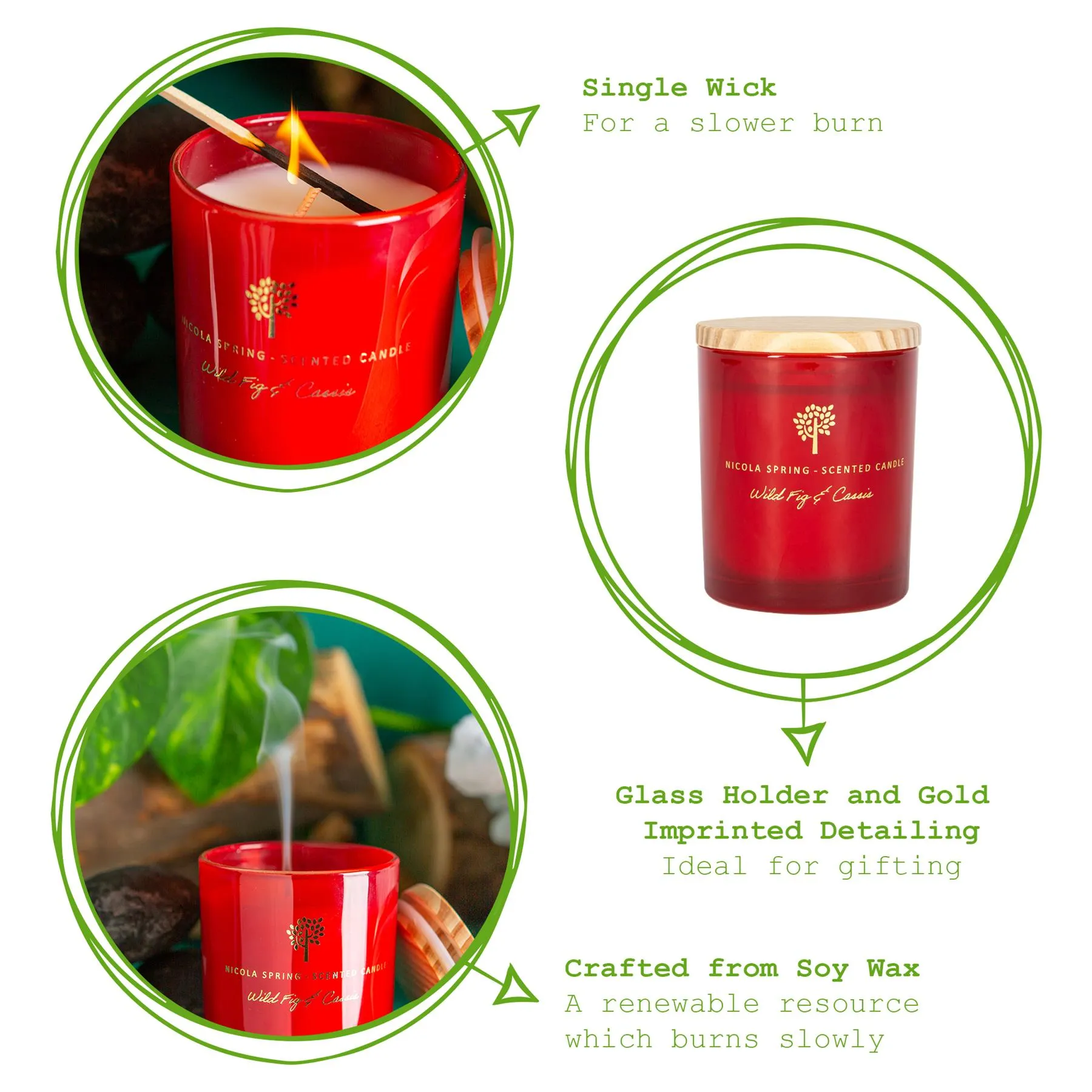130g Wild Fig & Cassis Scented Soy Wax Candle - By Nicola Spring