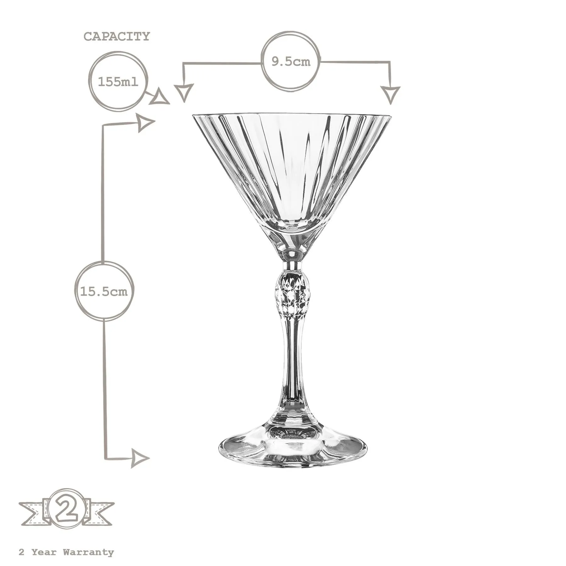 155ml America '20s Martini Glasses - Pack of Six - By Bormioli Rocco