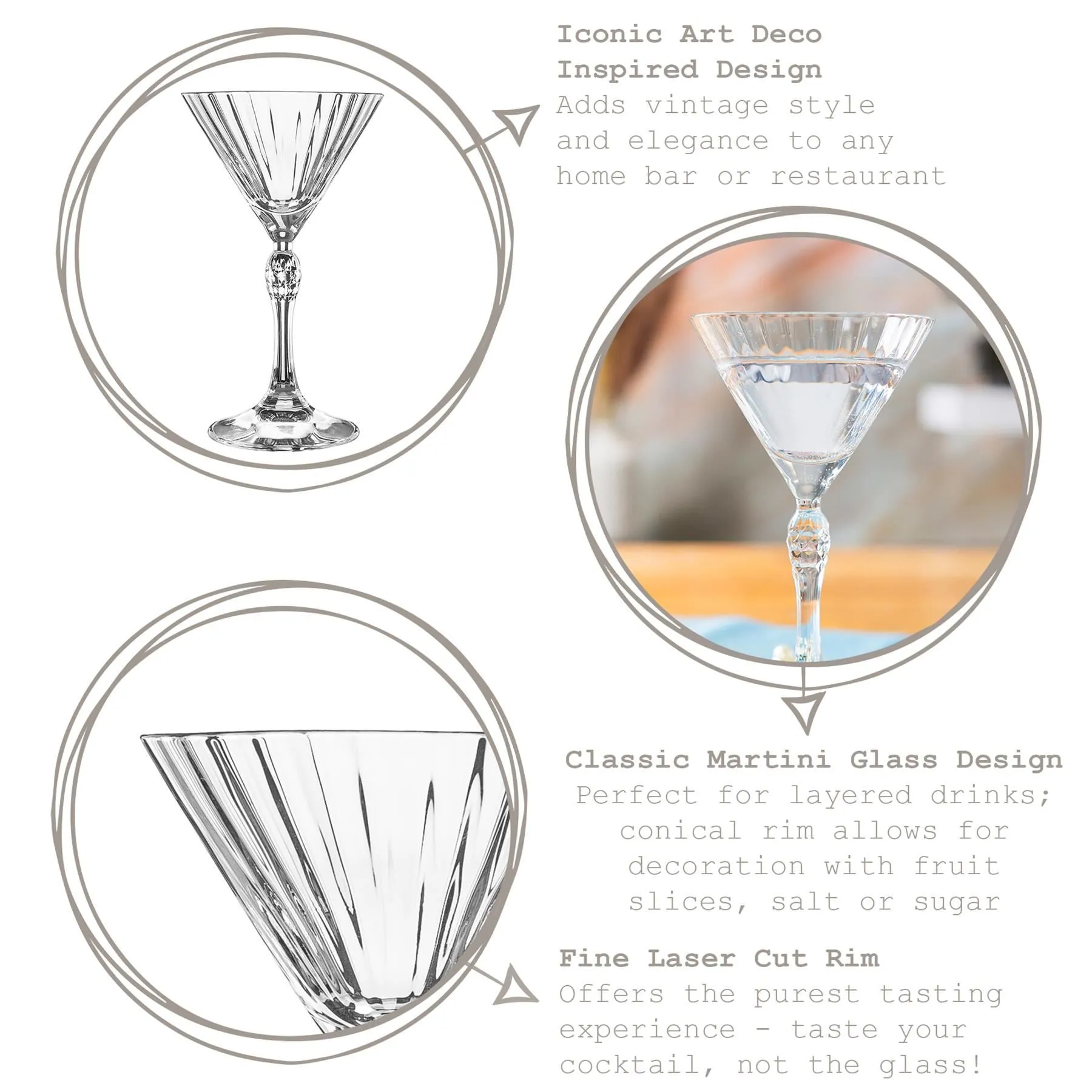 155ml America '20s Martini Glasses - Pack of Six - By Bormioli Rocco
