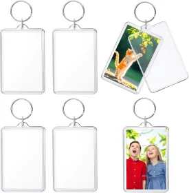 6 Pcs Photo Keychain (2 x 3inch) Transparent Picture Keychain, Acrylic Photo Insert Keychain Blank Photo Insert Keyring DIY Personalize Favor Graduation Gift