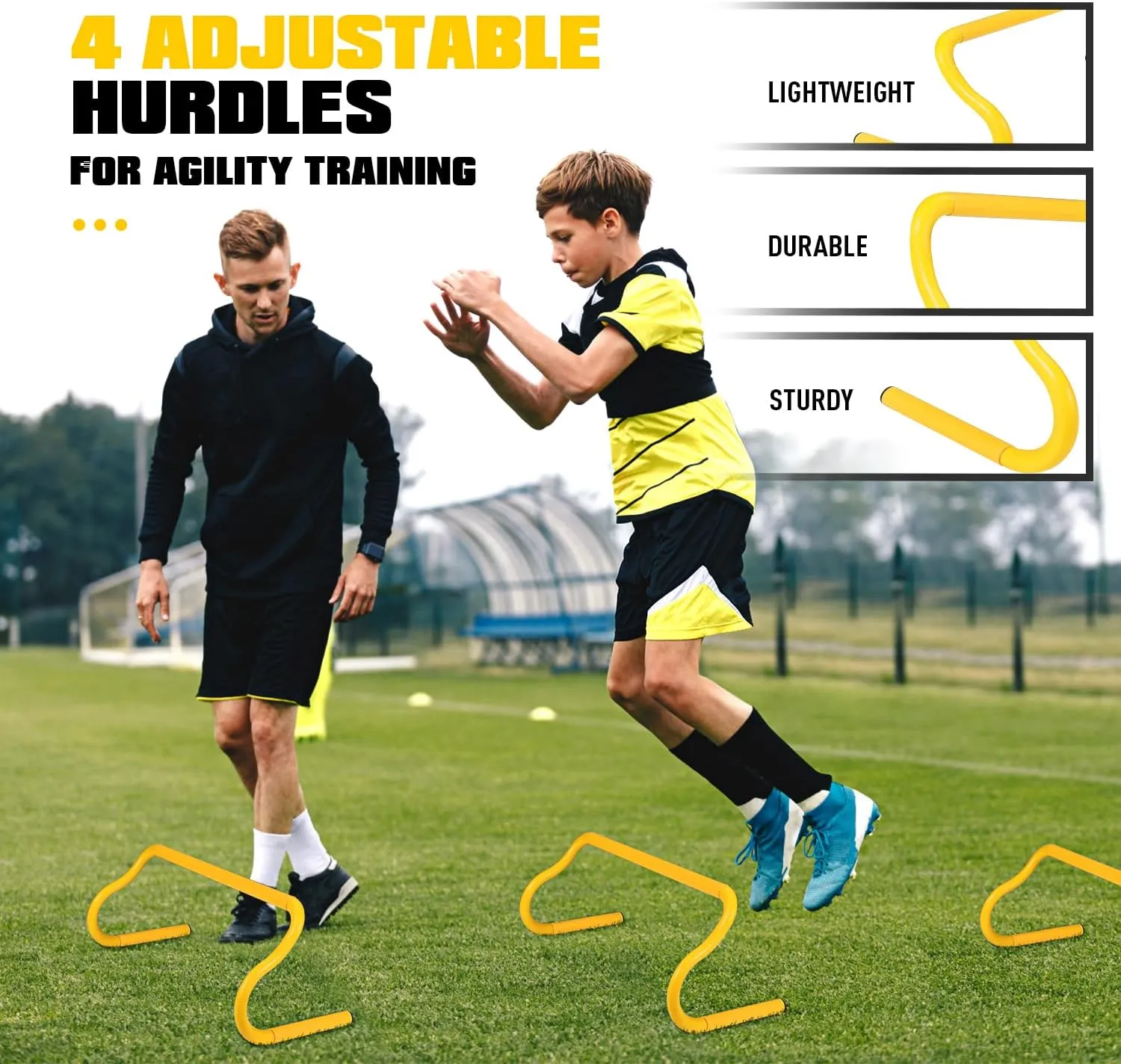Agility Training Equipment, Soccer Training Equipment, Agility Speed Training Set for Kid Youth Adults, 20FT Agility Ladder, 4 Hurdles,12 Soccer Cones, Jump Rope, Running Parachute, Drill Charts