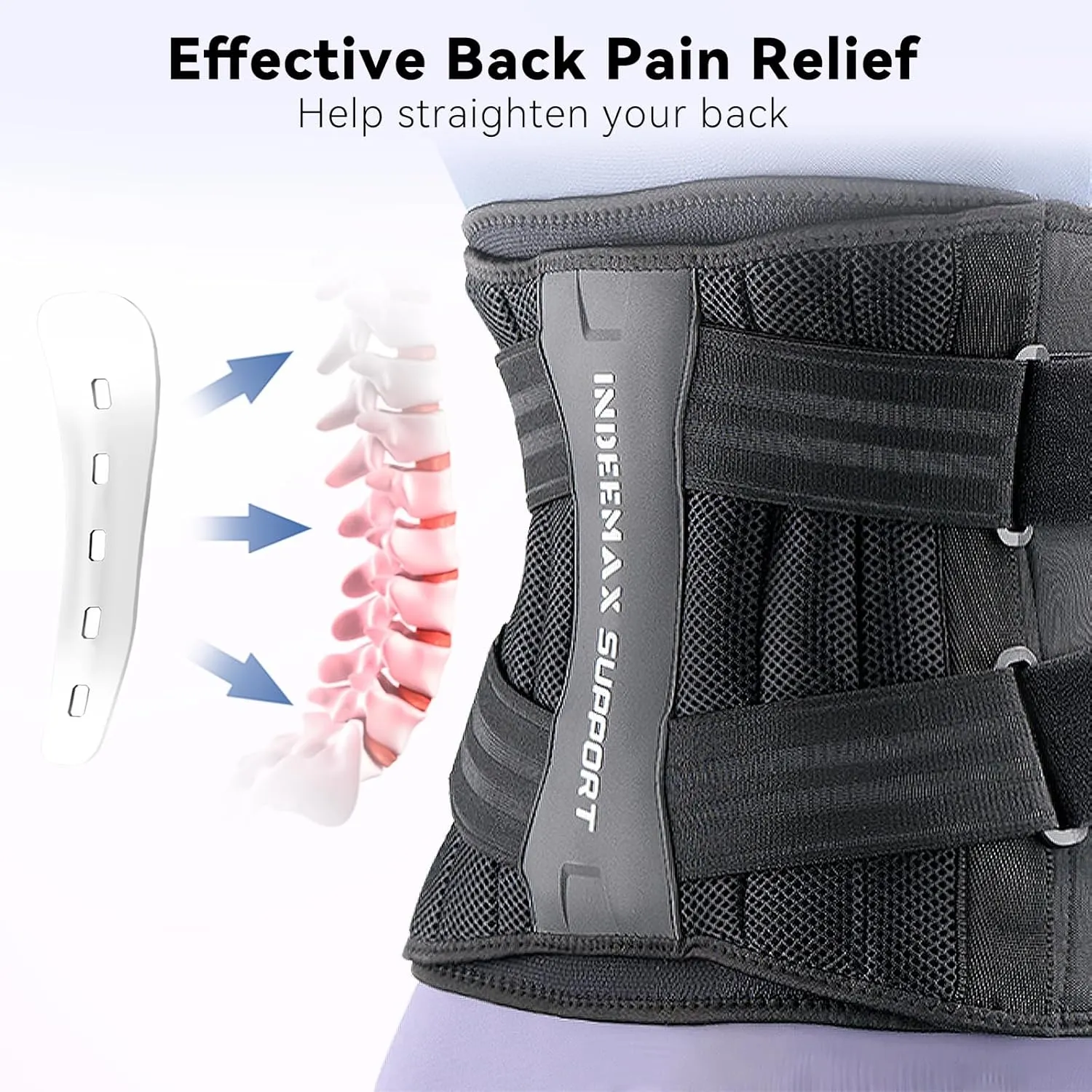 Back Brace for Lower Back Pain Relief for Women/Men with Lumbar Pad, Back Support Belt with 7 Stays for Heavy Lifting, Sedentariness, Breathable Lumbar Support for Herniated Disc, Sciatica - L