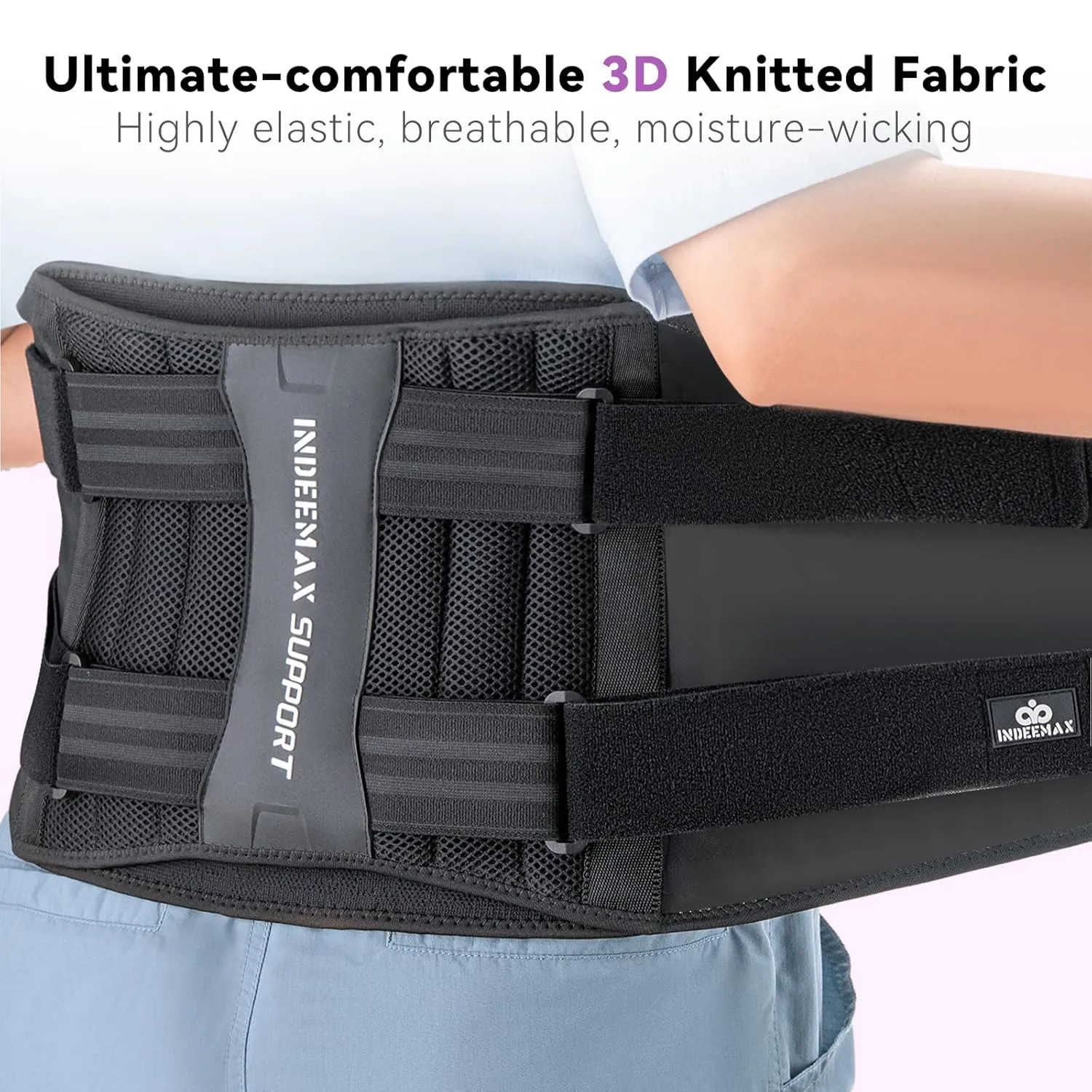 Back Brace for Lower Back Pain Relief for Women/Men with Lumbar Pad, Back Support Belt with 7 Stays for Heavy Lifting, Sedentariness, Breathable Lumbar Support for Herniated Disc, Sciatica - L