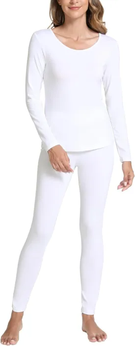 Bamboo Viscose Long Johns Sets Thermal Underwear for Women Long Sleeve Base Layer
