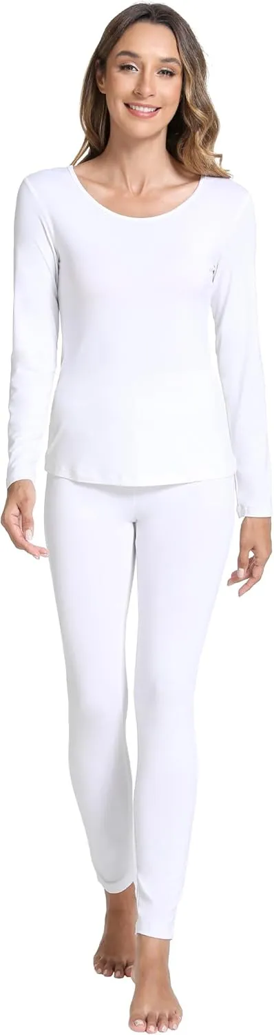 Bamboo Viscose Long Johns Sets Thermal Underwear for Women Long Sleeve Base Layer