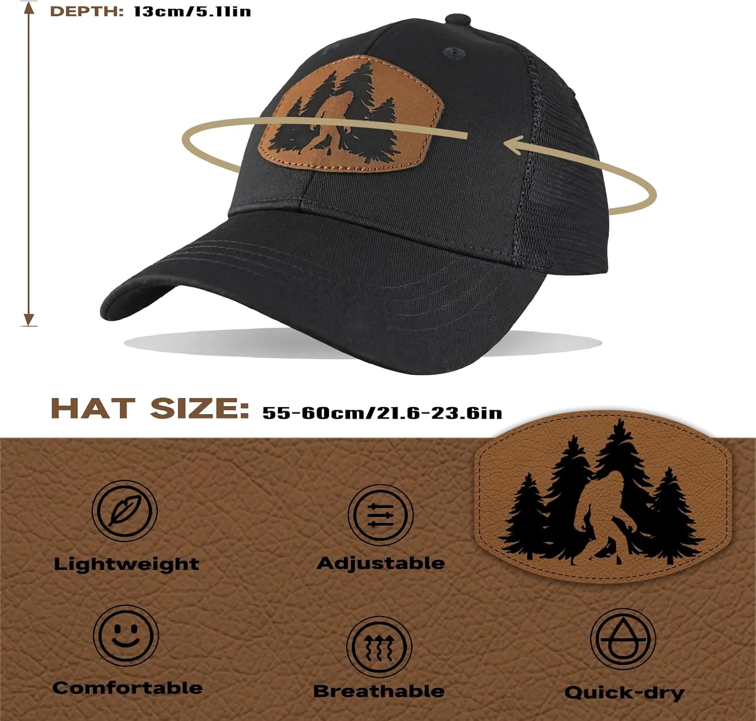 Bigfoot Sasquatch Gifts, Trucker Hats Mesh Baseball Cap Big Foot Gifts for Dad Men Bigfoot Lovers