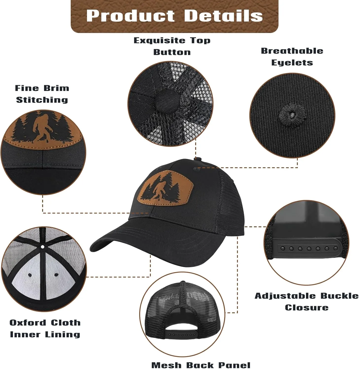 Bigfoot Sasquatch Gifts, Trucker Hats Mesh Baseball Cap Big Foot Gifts for Dad Men Bigfoot Lovers
