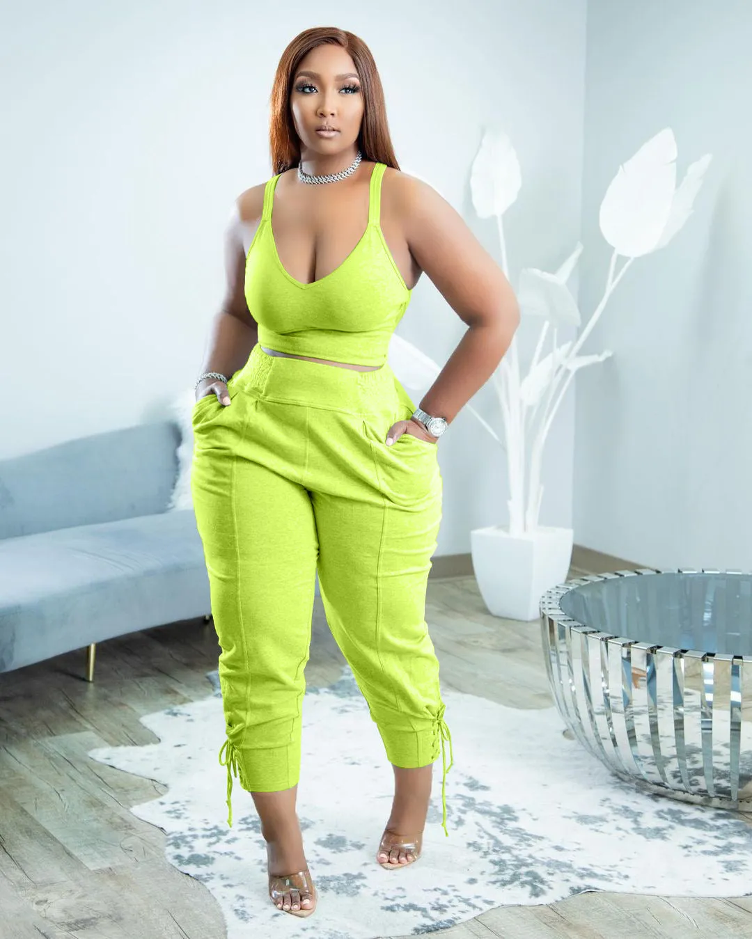 Candy color bandage leisure two-piece set AY2061