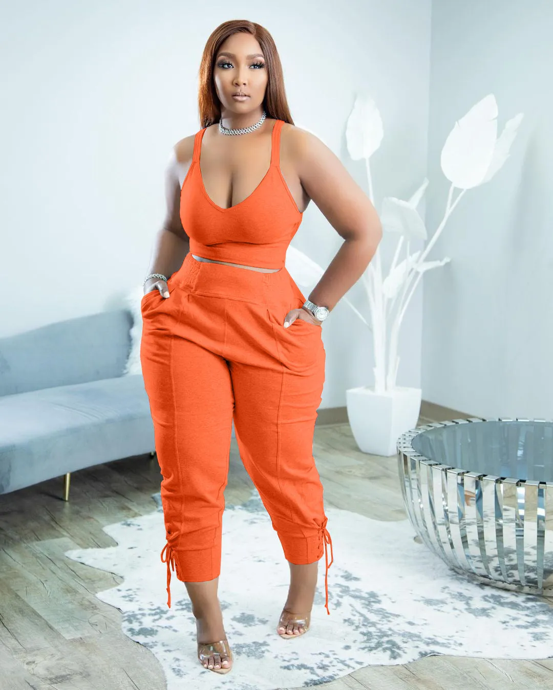 Candy color bandage leisure two-piece set AY2061