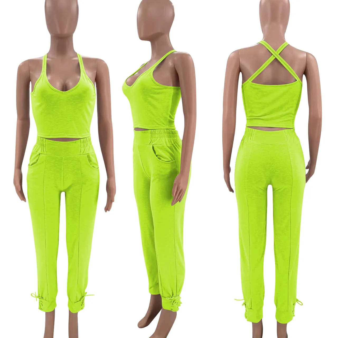 Candy color bandage leisure two-piece set AY2061