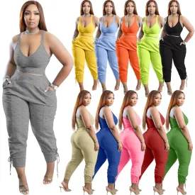 Candy color bandage leisure two-piece set AY2061
