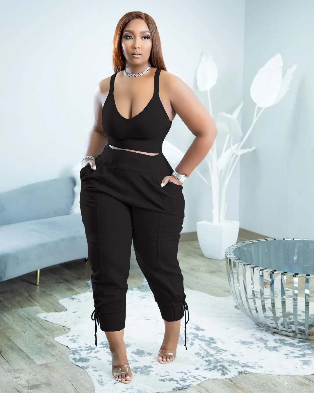 Candy color bandage leisure two-piece set AY2061