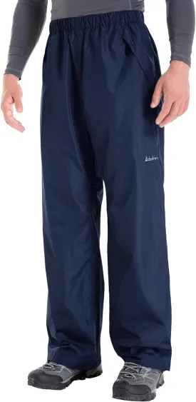 clothin Men's Waterproof Rain Pants Elastic Waist Drawstring Insulated Ski Pants with Zipper Pockets