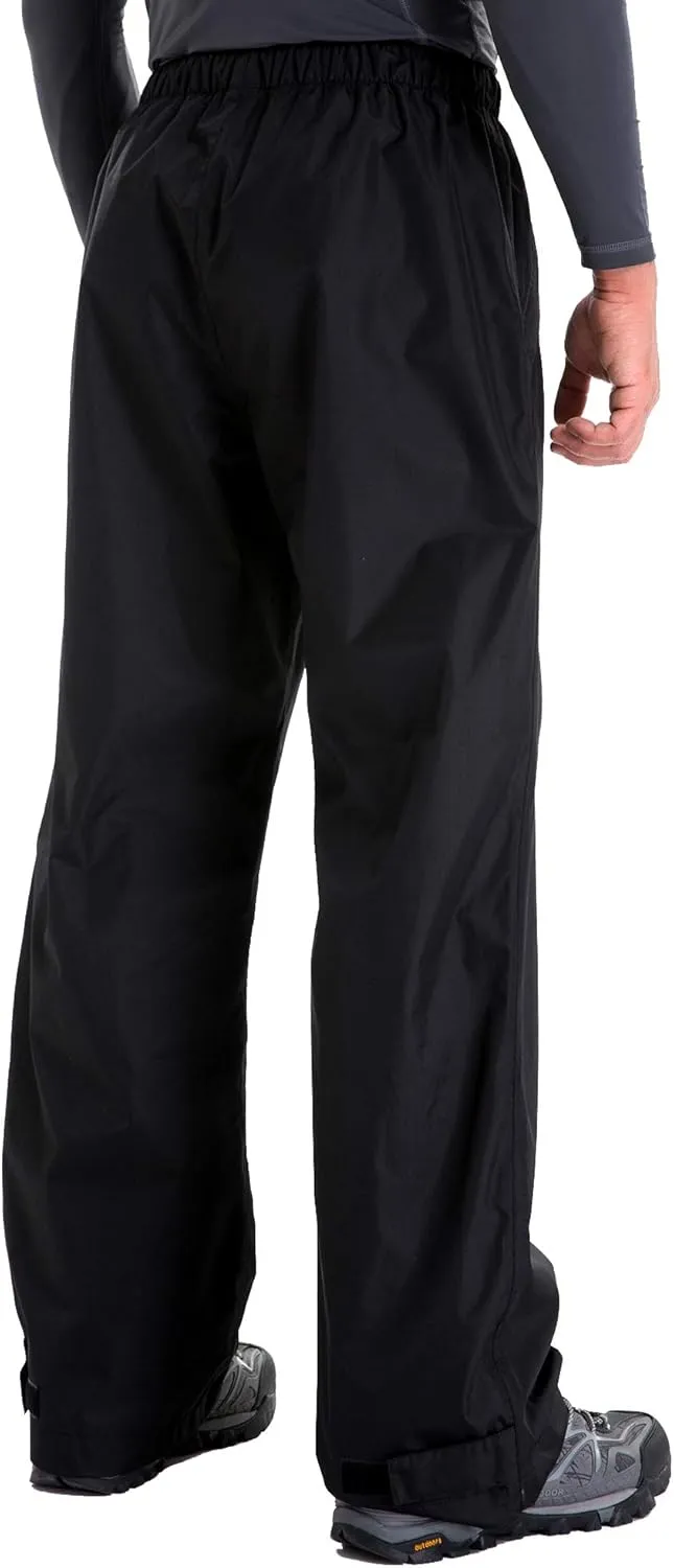 clothin Men's Waterproof Rain Pants Elastic Waist Drawstring Insulated Ski Pants with Zipper Pockets