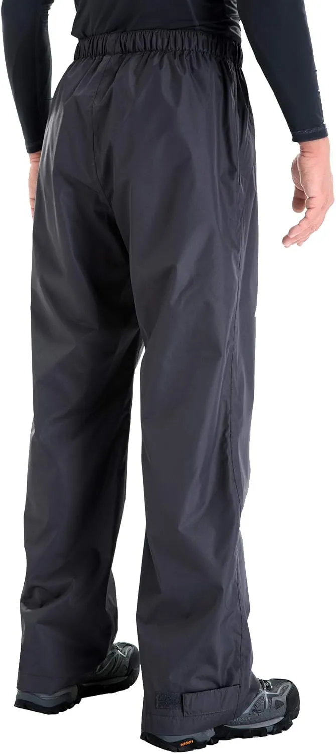 clothin Men's Waterproof Rain Pants Elastic Waist Drawstring Insulated Ski Pants with Zipper Pockets