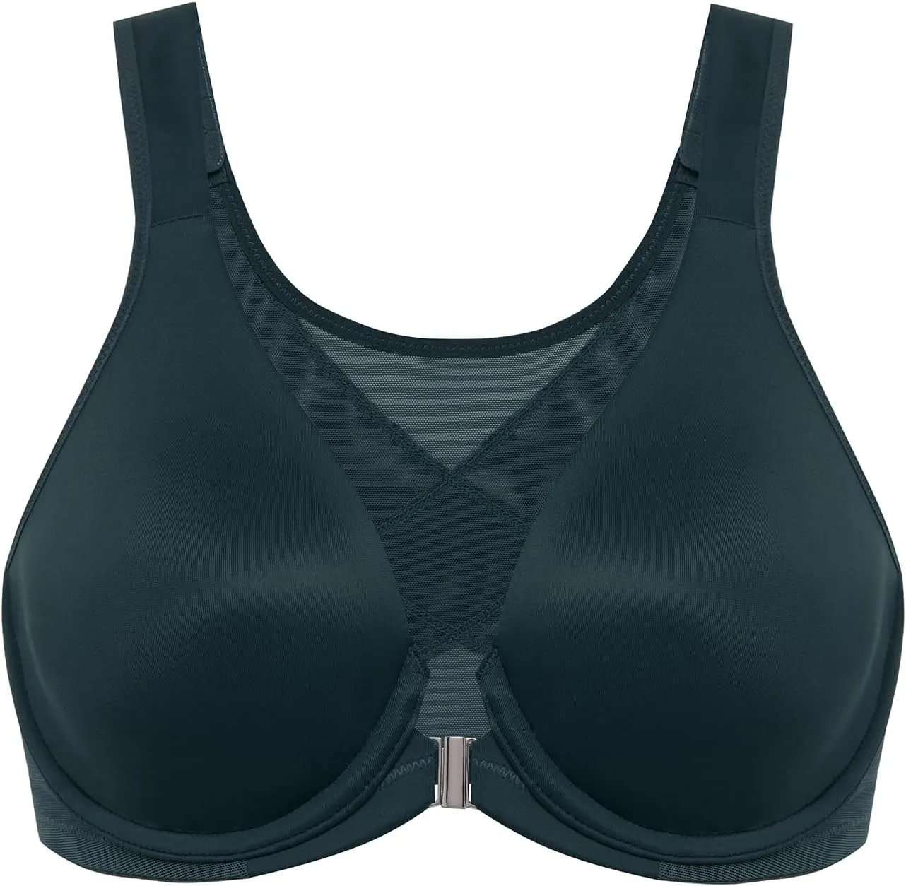 DELIMIRA Women's Front Closure Bras Posture Full Coverage Plus Size Underwire Unlined Back Support Plunge Seamless Bra B-H