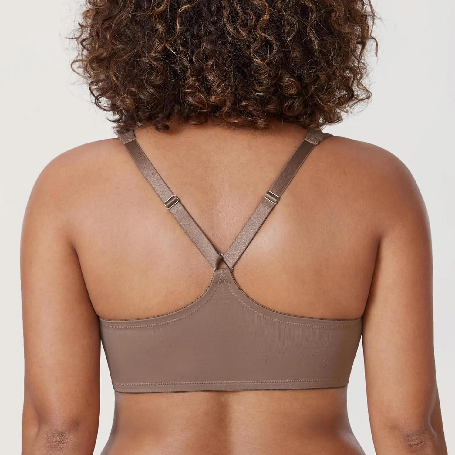 DELIMIRA Women's Front Closure Racerback Bras Plunge Unlined Underwire Full Coverage Seamless Bra B-H Cups