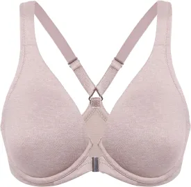 DELIMIRA Women's Front Closure Racerback Bras Plunge Unlined Underwire Full Coverage Seamless Bra B-H Cups