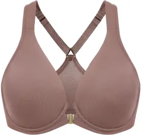 DELIMIRA Women's Front Closure Racerback Bras Plunge Unlined Underwire Full Coverage Seamless Bra B-H Cups