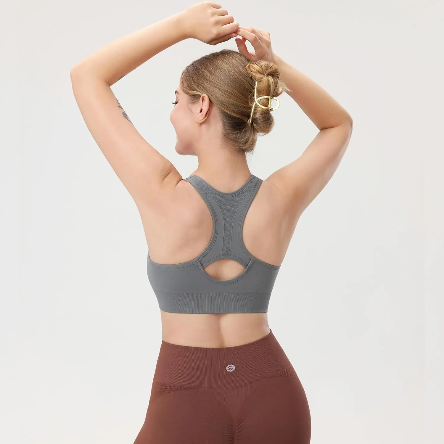 Evercute Women's Zip Front Sports Bras Wireless Padded Racerback Medium Support Post-Surgery Bra Yoga Exercise Athletic Bras