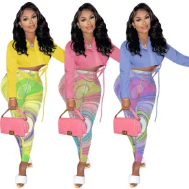 Fashion Shirt Print Pants Two Piece Set（AY1751）