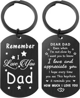 Father's Day Gifts, Dad Birthday Gifts from Daughter Son, Remember I Love You Dad Christmas Gift Keychain, Best Dad Gift Idea