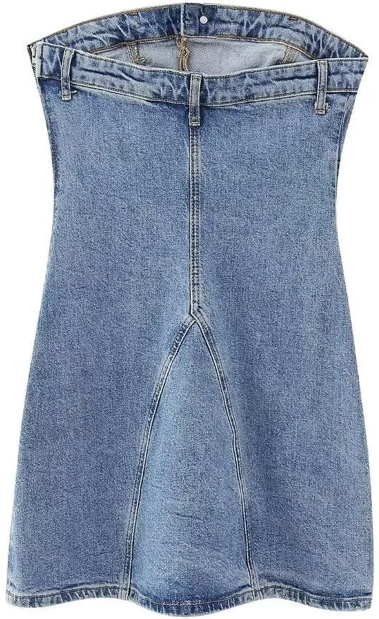 Fronage Women's Sexy Jeans Denim Strapless Dresses Bodycon Corset Tube Mini Dress