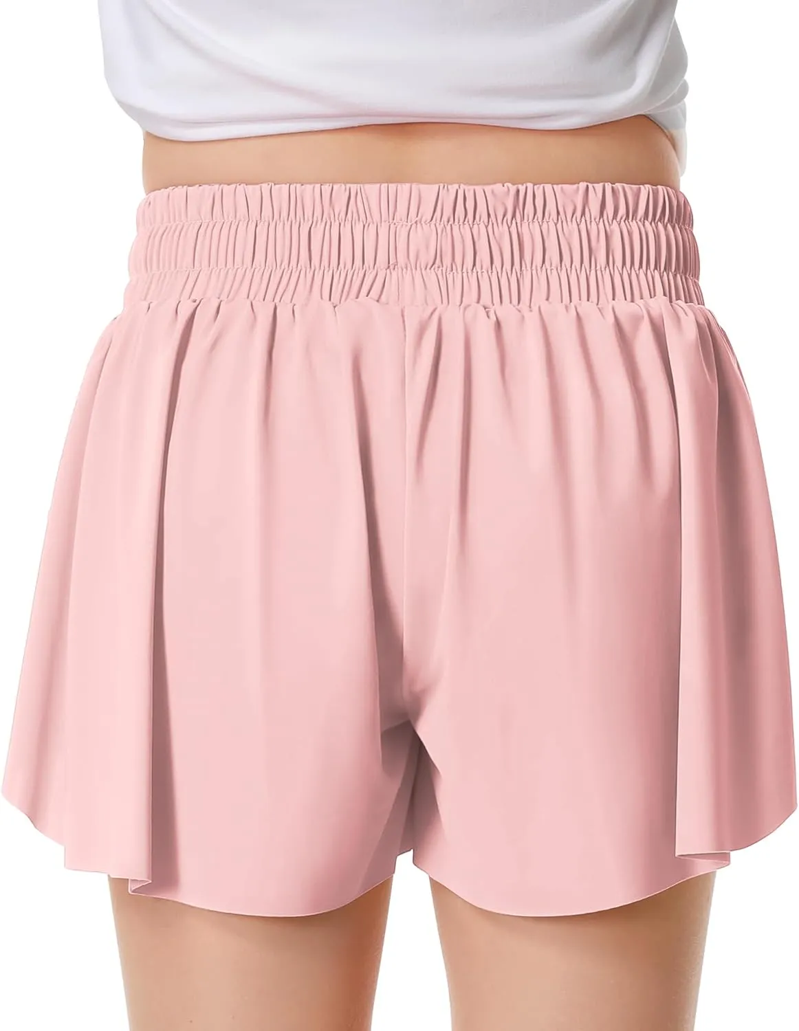 Girls Flowy Shorts Butterfly Shorts for Kids with Pocket 2-in-1 Athletic Shorts Running Shorts for Girls