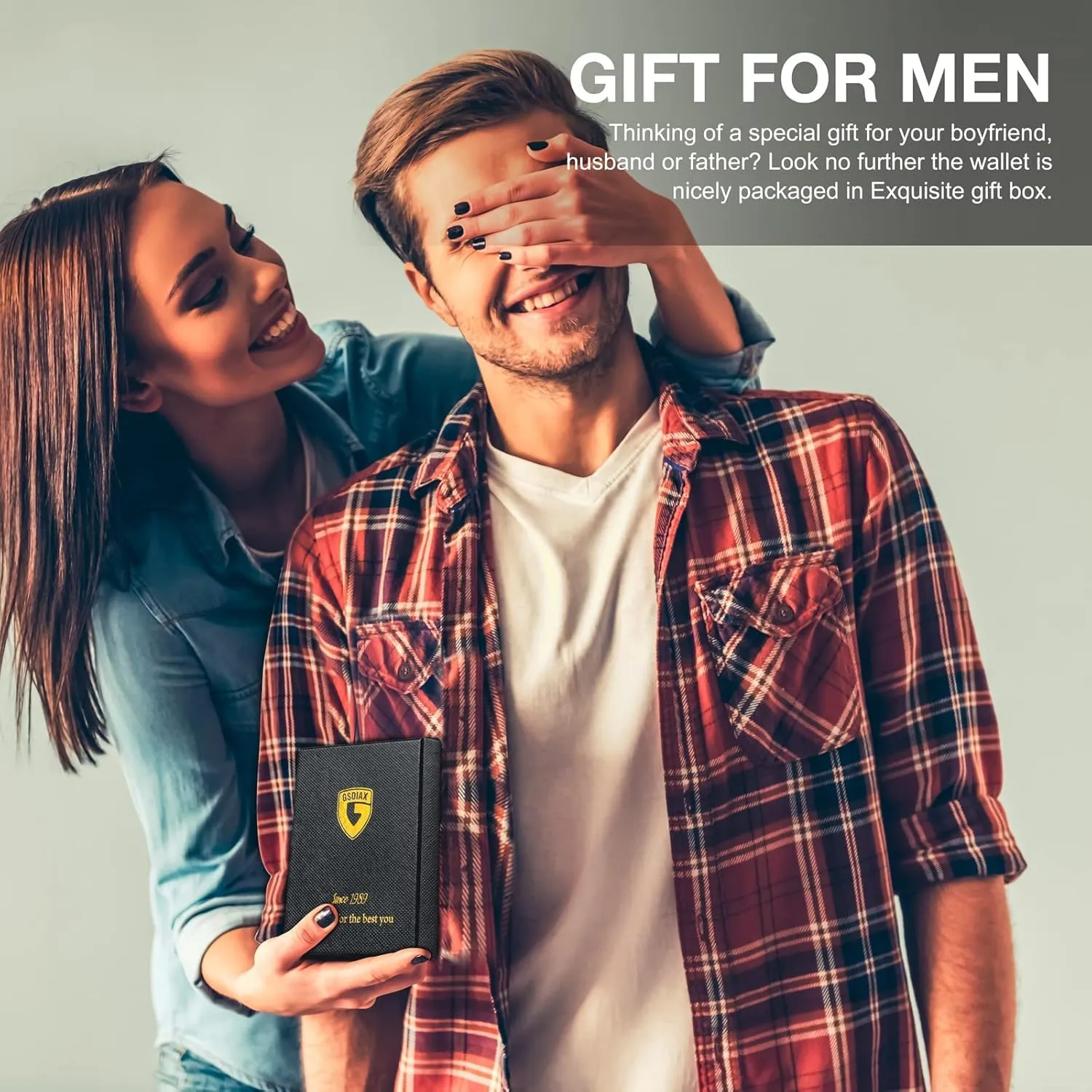 GSOIAX Mens Slim Wallet for Men Minimalist Genuine Leather Carbon Fiber Rfid Blocking Bifold Credit Card Holder With Gift Box (Carbon and Orange -money clip)