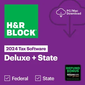 H&R Block Tax Software Deluxe   State 2024 with Refund Bonus Offer (Amazon Exclusive) Win/Mac [PC/Mac Online Code]