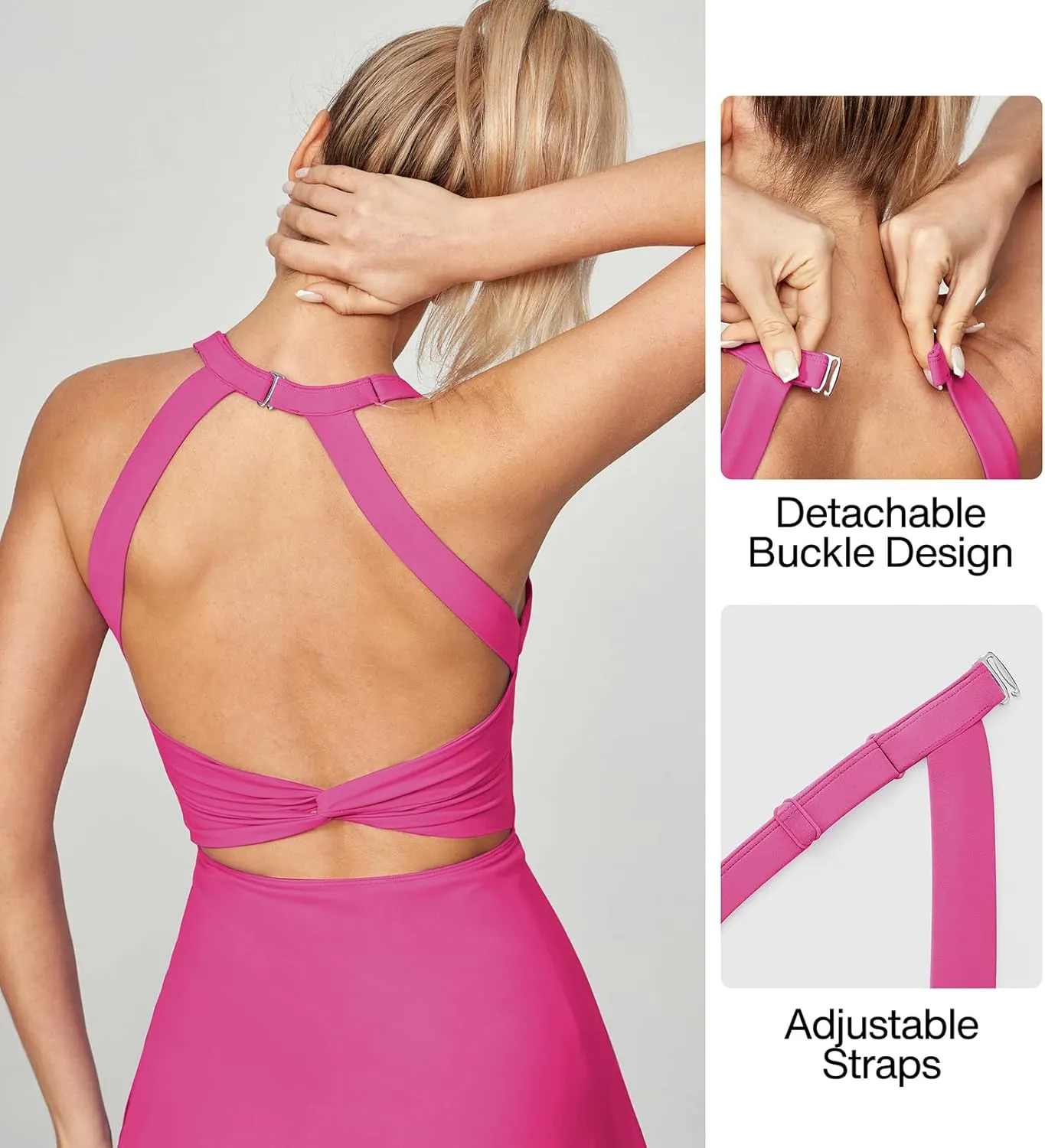 Heathyoga Tennis Dress with Built in Shorts and Bra Athletic Dress for Women Summer Cut Out Twisted Golf Workout Dress