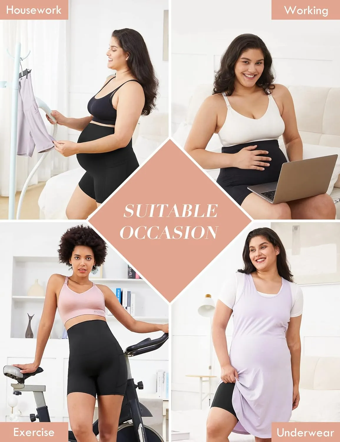 HOFISH Maternity Shorts for Women Over The Belly Pregancy Biker Shorts Workout Active Running Short Pants with Pockets