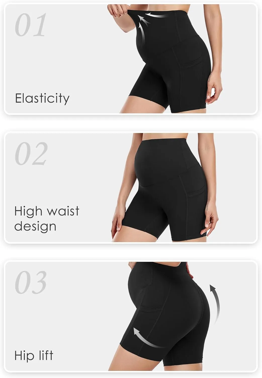 HOFISH Maternity Shorts for Women Over The Belly Pregancy Biker Shorts Workout Active Running Short Pants with Pockets