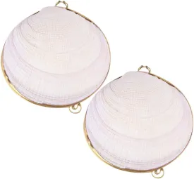 Housoutil 2PCS Shell Jewelry Boxes, Sea Shell Trinket Boxes, Metal Jewelry Small Case for Decor Storage