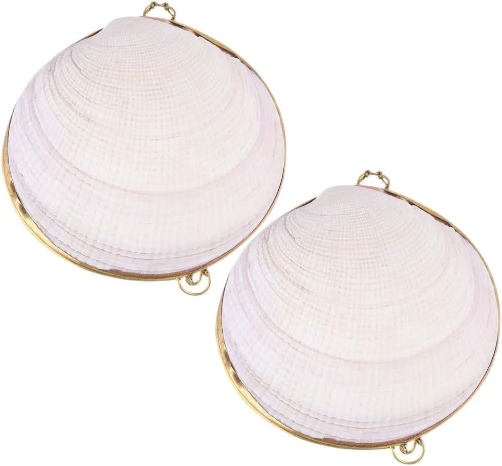 Housoutil 2PCS Shell Jewelry Boxes, Sea Shell Trinket Boxes, Metal Jewelry Small Case for Decor Storage