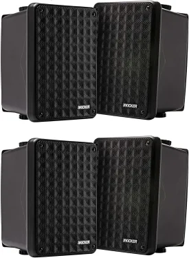 Kicker KB6000 2-Way Full Range High-efficiency Speaker System Indoor Speaker Outdoor Speaker Marine Speakers System | 6.5 inch woofer | 2x5 inch Horn Tweeter with Quick Mounting System - Set of 4