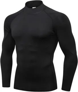 LANBAOSI 3 Pack Mens Mock Turtleneck Compression Shirts Long Sleeve Sun Protection Shirts Cooling Workout Gym Tops Undershirt