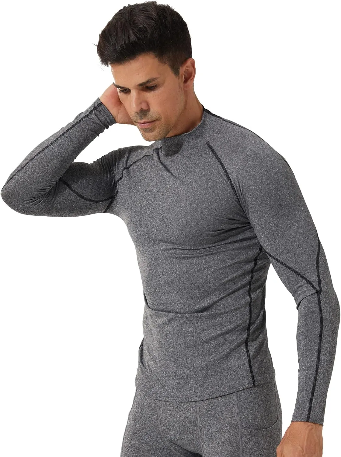 LANBAOSI 3 Pack Mens Mock Turtleneck Compression Shirts Long Sleeve Sun Protection Shirts Cooling Workout Gym Tops Undershirt