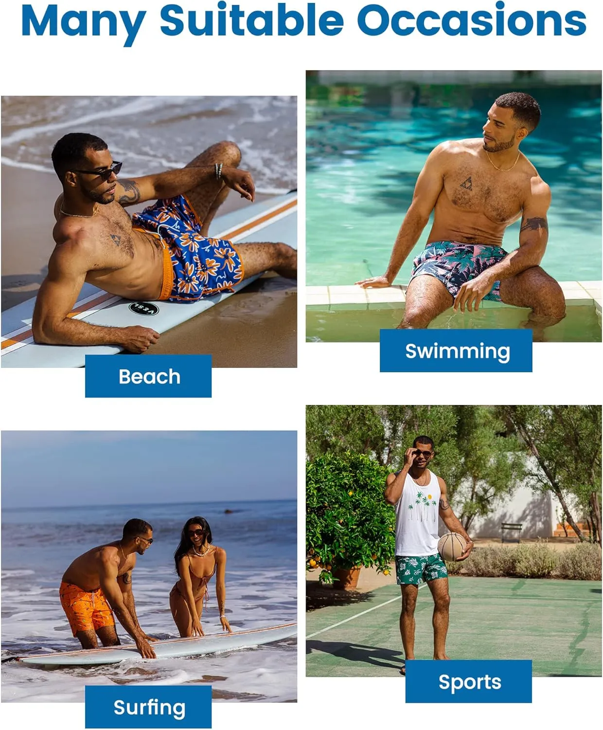 maamgic 5inch Mens Swimming Trunks with Compression Liner 2-in-1 Swim Trunks Stretch Quick Dry Swim Shorts Zipper Pockets