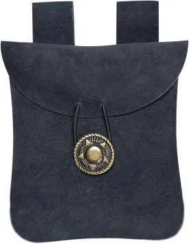 Medieval Belt Bag Renaissance Suede Jewelry Belt Pouch LARP Costume Waist Bag Cosplay Costume Accessories - Midnight Navy Blue, 5.5 x 5.1