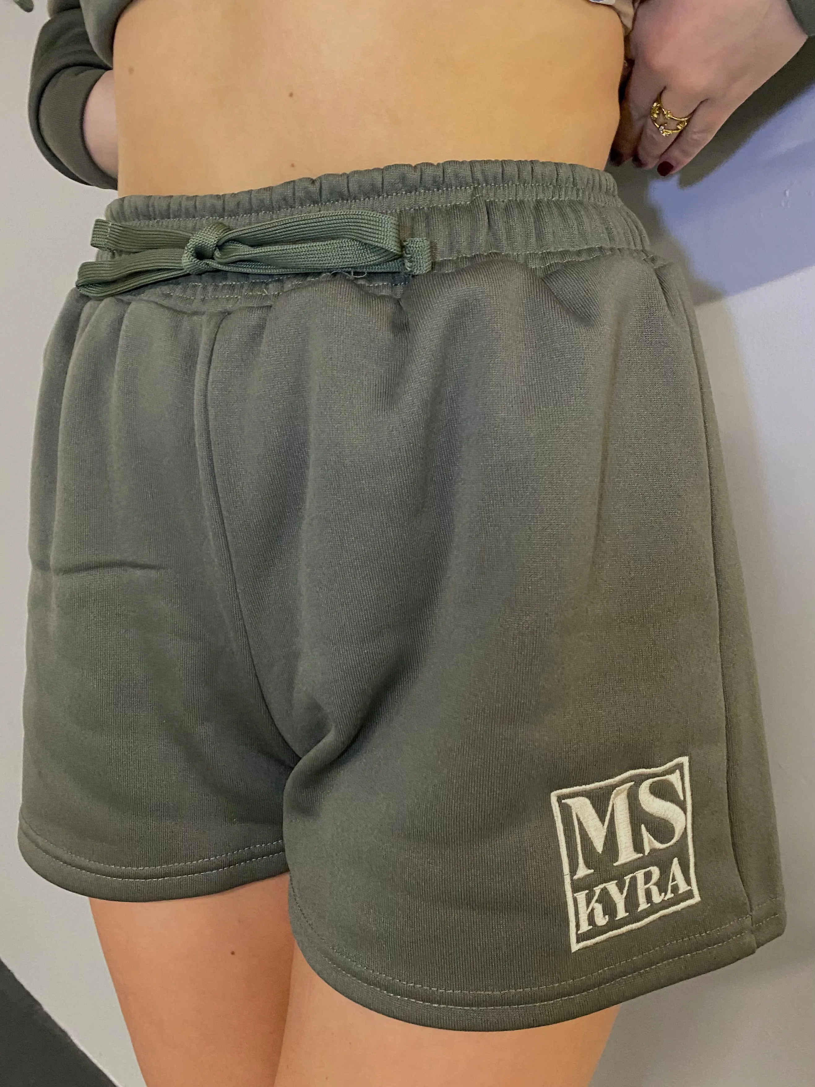 Miskyra Embroidered Shorts - Khaki