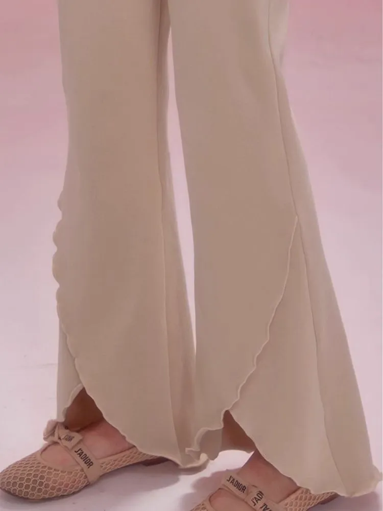 One Shoulder Halter Top Split Flare Pants Set【s0000006600】