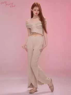One Shoulder Halter Top Split Flare Pants Set【s0000006600】