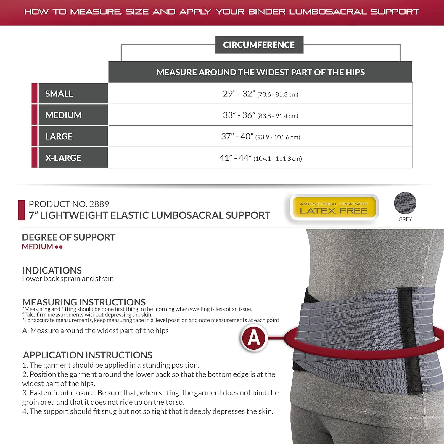 OTC Lumbosacral Support for Women, 7-Inch Lower Back, Select Series