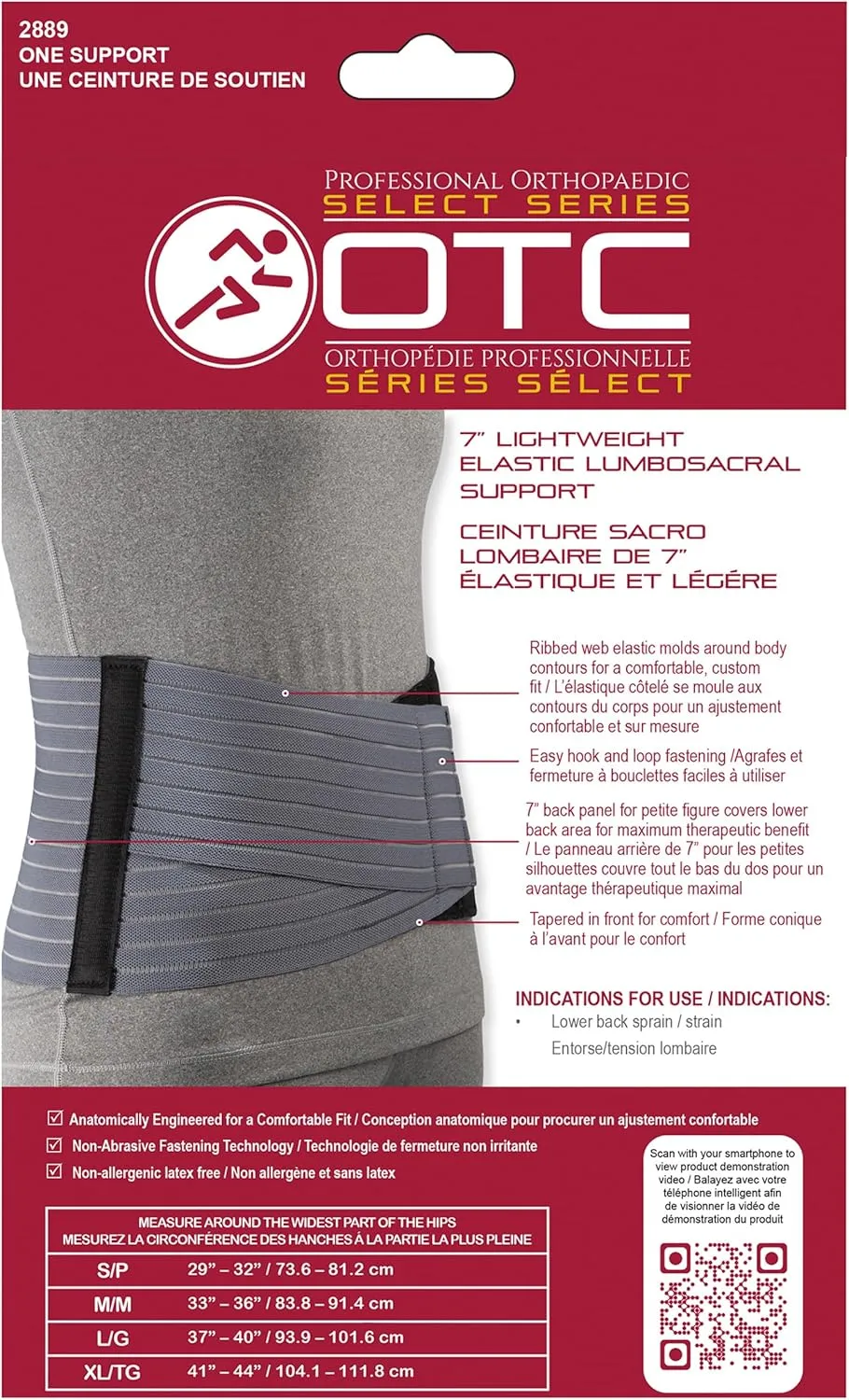OTC Lumbosacral Support for Women, 7-Inch Lower Back, Select Series