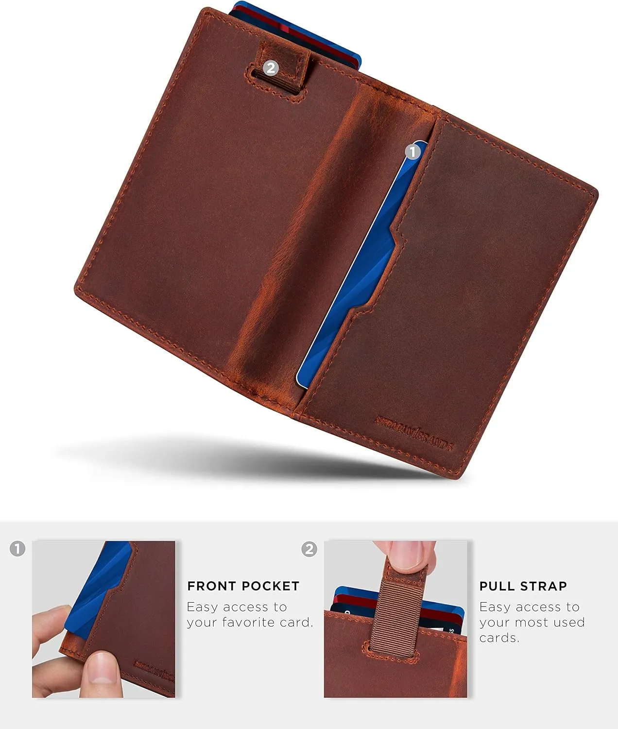 SERMAN BRANDS - Wallets for Men Slim Mens leather RFID Blocking Minimalist Card Front Pocket Bifold Travel Thin