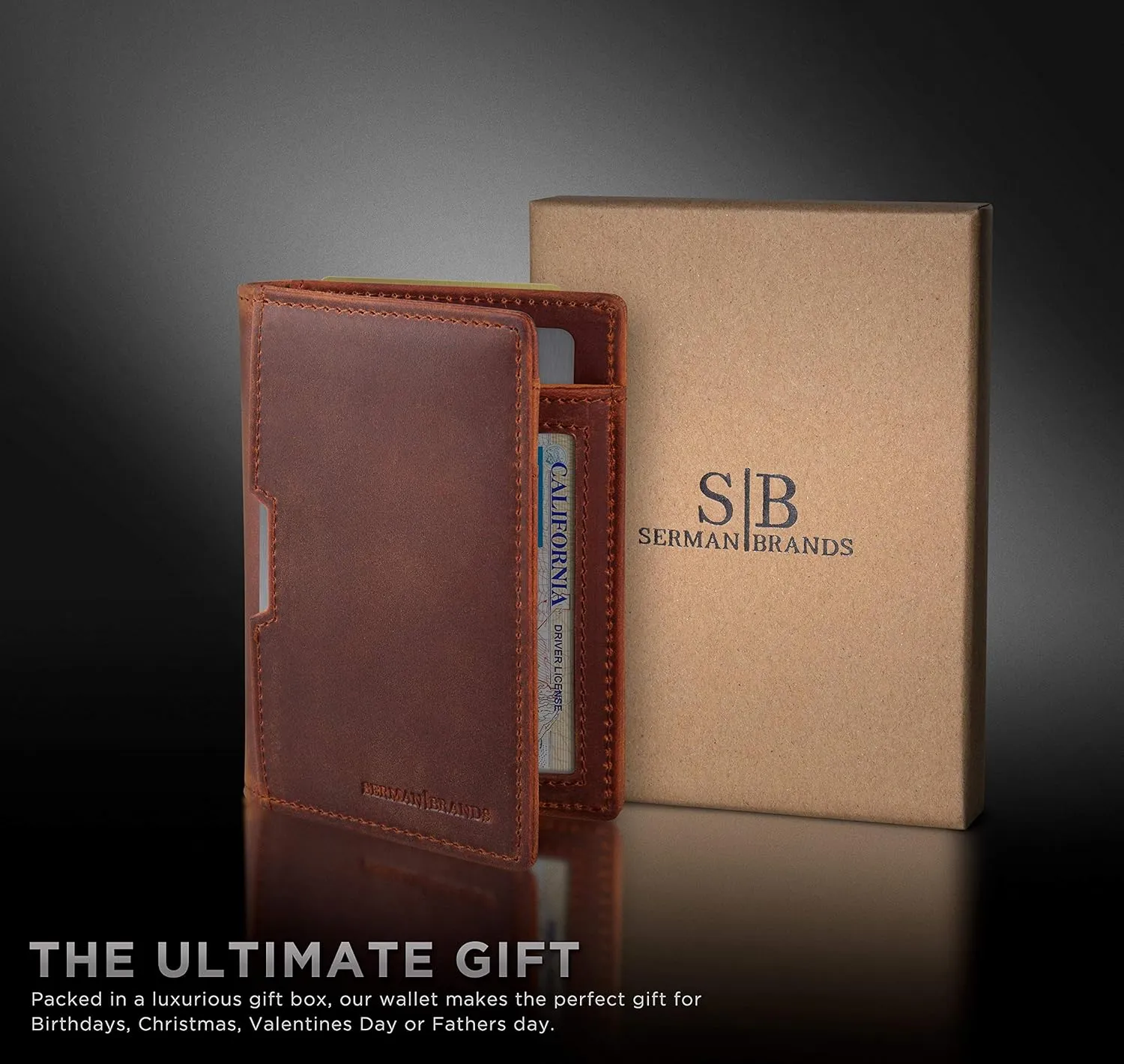 SERMAN BRANDS - Wallets for Men Slim Mens leather RFID Blocking Minimalist Card Front Pocket Bifold Travel Thin