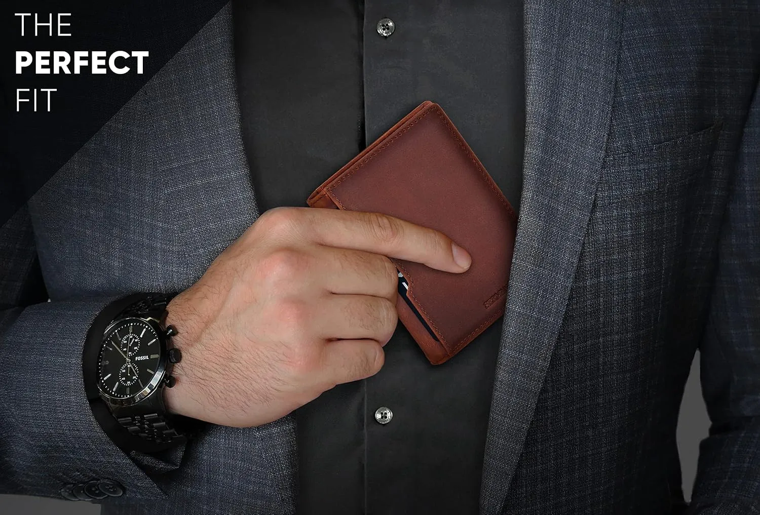 SERMAN BRANDS - Wallets for Men Slim Mens leather RFID Blocking Minimalist Card Front Pocket Bifold Travel Thin