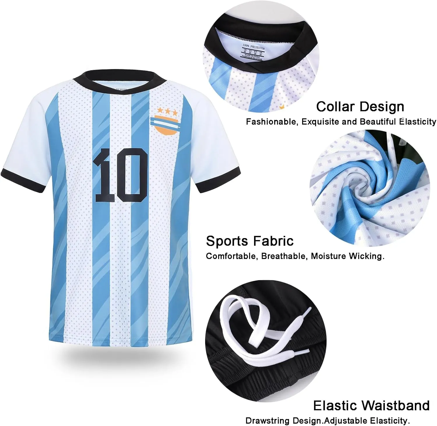 Soccer Jerseys for Kids Boys Girls Youth for Sport Football Training Uniform Soccer Fans Shirt Gift Kit Set